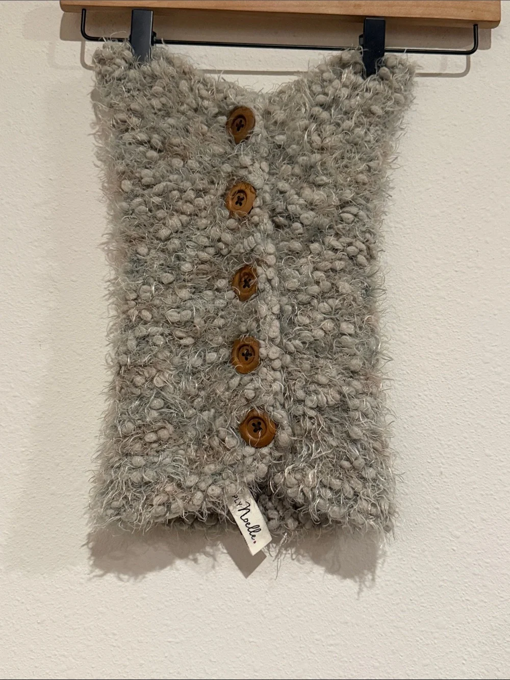 Simply Noelle Fuzzy Button Cowl in Light Gray